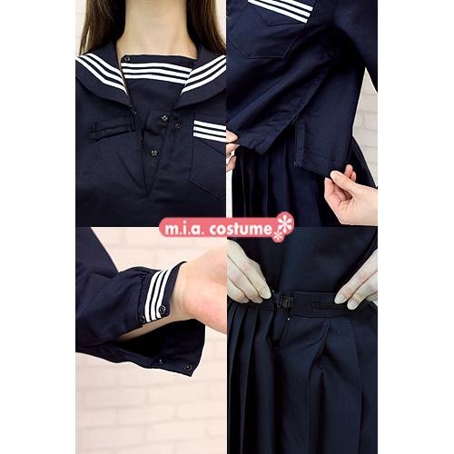 セーラー服　夏服&amp;冬服　セット m44/中学校・高校□冬セーラー服上下セット 10号? 緑2本線